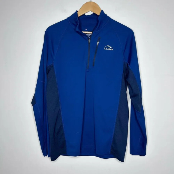 L.L. Bean Mens Ridge Runner 1/4 Zip Blue Long Sleeve Lightweight Outdoors Layer - Picture 2 of 9